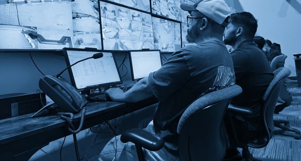 Live agents monitoring live surveillance camera feeds